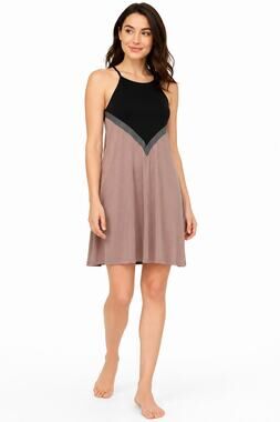 Egy California Women Sleeveless Colorblock Sun Dress Black Mauve Size Medium